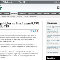 Fuses e aquisies no Brasil caem 8,75% em julho, diz TTR
